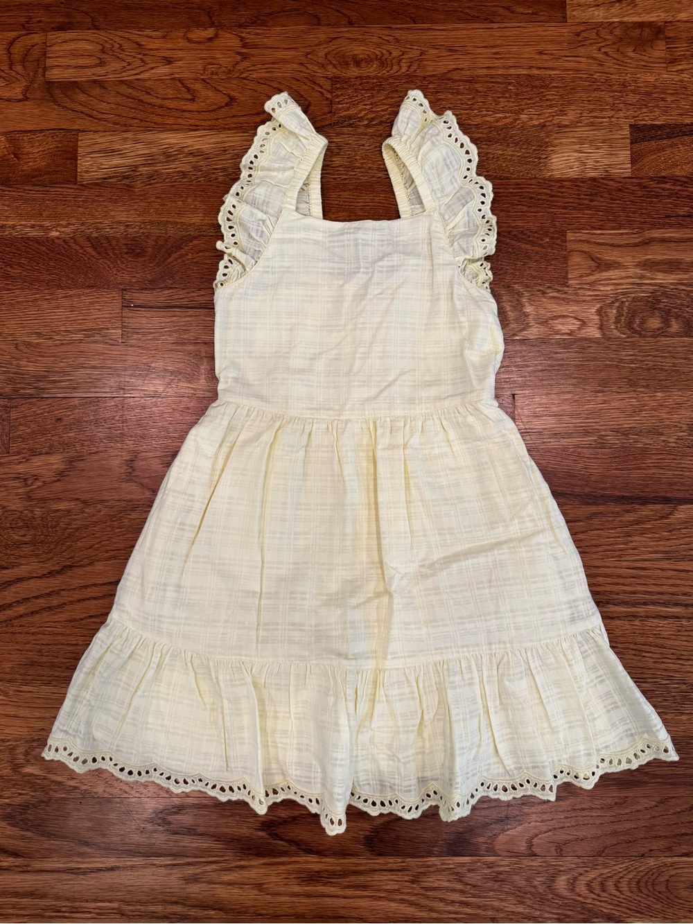 Cat & Jack Yellow Eyelet Ruffle Sundress - EC - Size 8